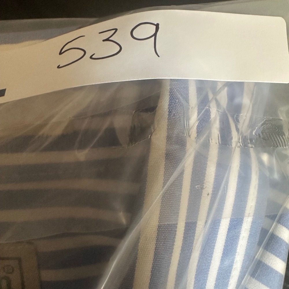 LL Bean Mens‎ Medium Tall Blue White Striped Short Sleeve Button Down Shirt 539 - Picture 6 of 6